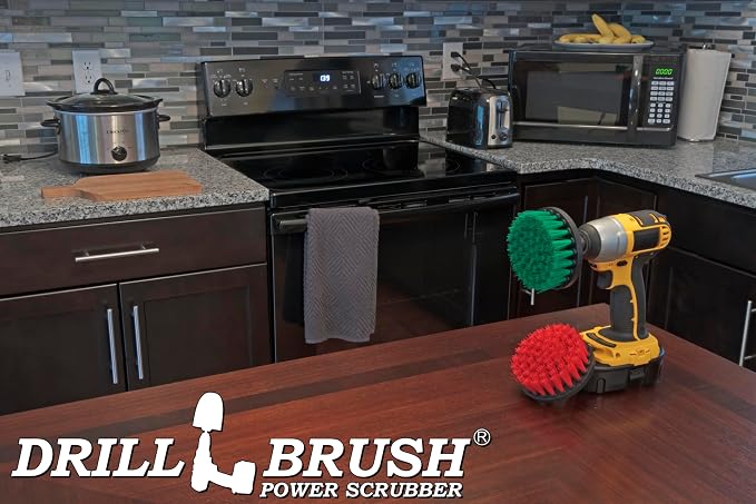 Drill Brush - Indoor/Outdoor Medium and Stiff 4-inch Round - Spin Brush - Combo - Image 6