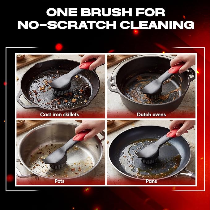 Cast Iron Scrub Brush with Heavy Duty Scraper - Image 4