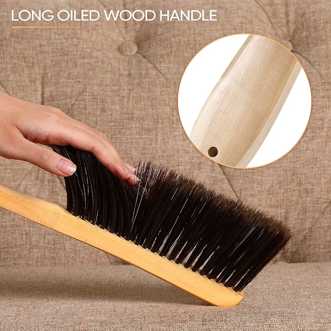 Patelai 2 Pieces Wooden Bench Brushes, Soft Bristles, Long Wood Handle - Image 3