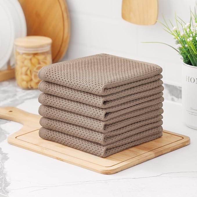 Kitinjoy 100% Cotton Kitchen Dish Cloths, 8 Pack Waffle Weave Ultra Soft - Image 7