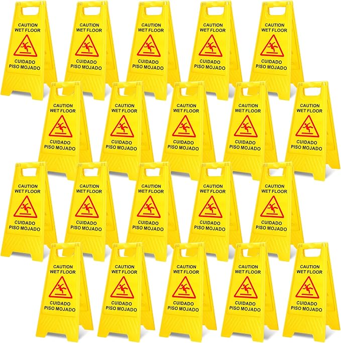 Macarrie 20 Pack Caution Wet Floor Sign Yellow Wet Floor Double Sided Signs by Macarrie