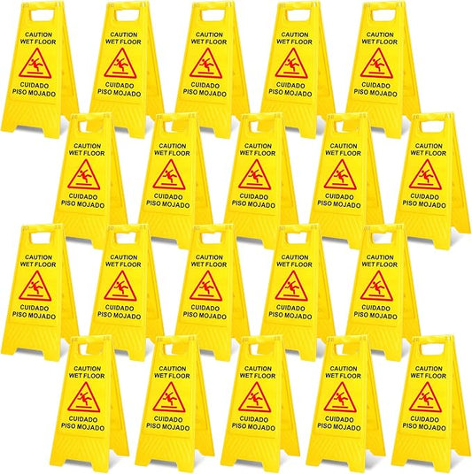 Macarrie 20 Pack Caution Wet Floor Sign Yellow Wet Floor Double Sided Signs by Macarrie