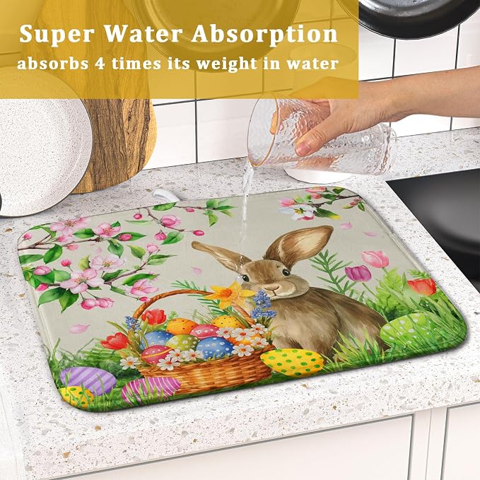 Easter Bunny Colorful Eggs Dish Drying Mat - Image 7