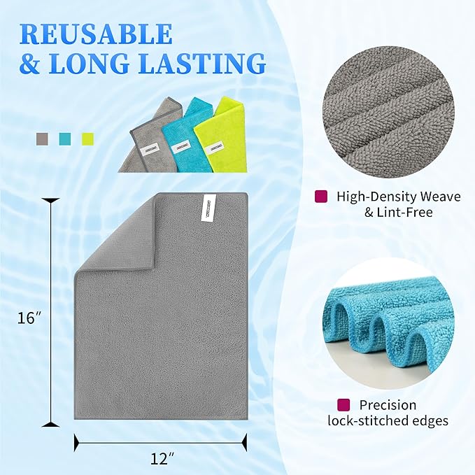 FIXSMITH Shop Towels-400 Pack, 12 x 16 in Microfiber Cleaning Cloth, Highly - Image 2