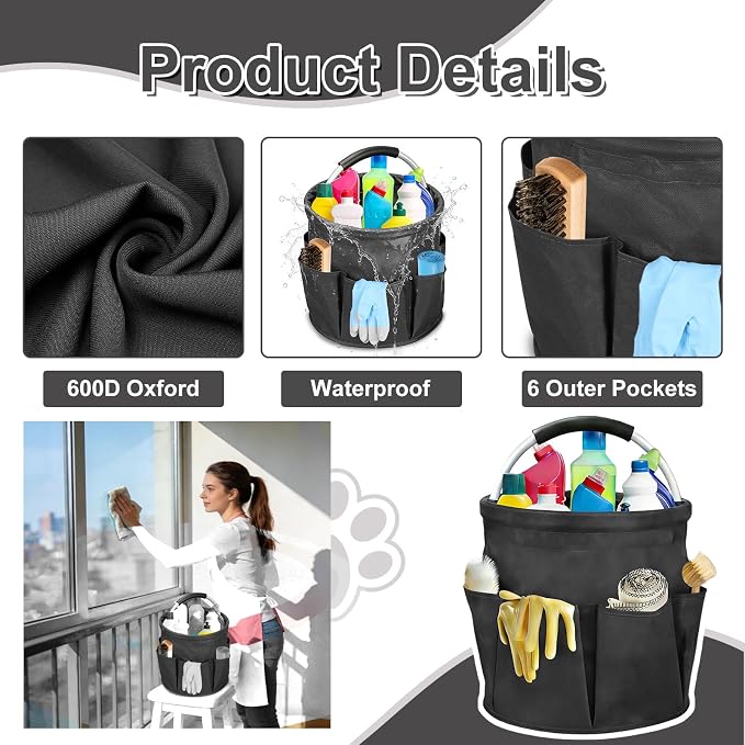 Qivine Cleaning Caddy for Cleaning Supplies, 17L Cleaning Supply Caddy - Image 3