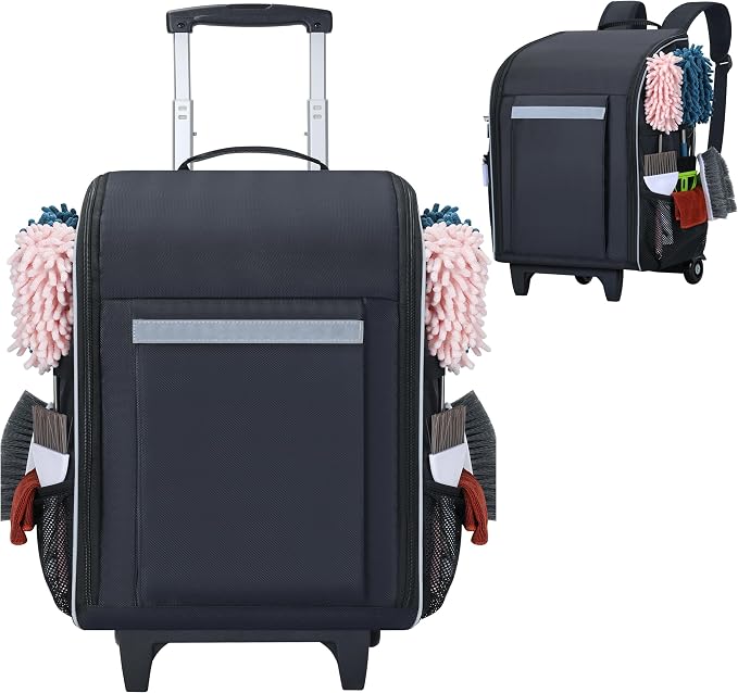 Rolling Cleaning Caddy Backpack by Aleemin