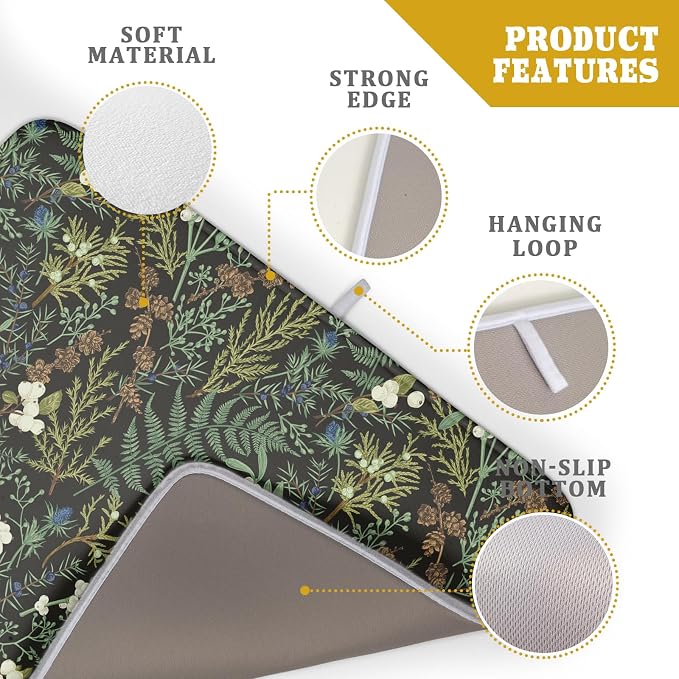 Green Plants Dish Drying Mat for Kitchen Counter Microfiber Absorbent Dish - Image 4