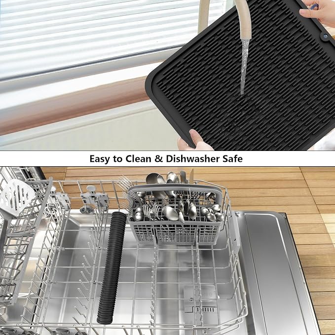 ZLR Silicone Dish Drying Mat for Kitchen Counter, Eco-Friendly Fast Dry Dish Mat - Image 8