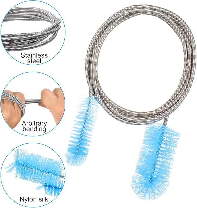 Patelai 3 Pieces Aquarium Filter Hose Brush Stainless Flexible Tube Cleaning - Image 2