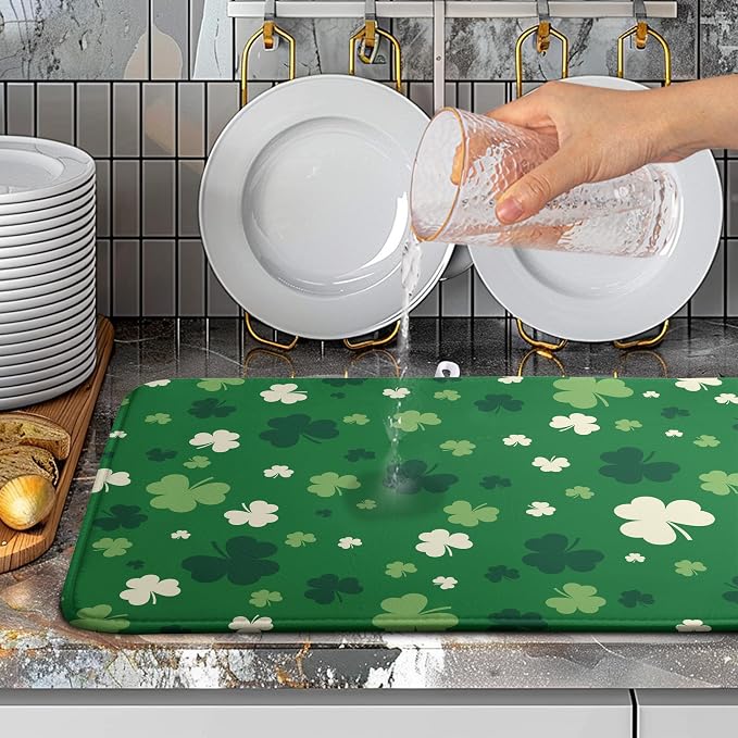 Green Shamrock St. Patrick's Day Dish Drying Mat - Image 5