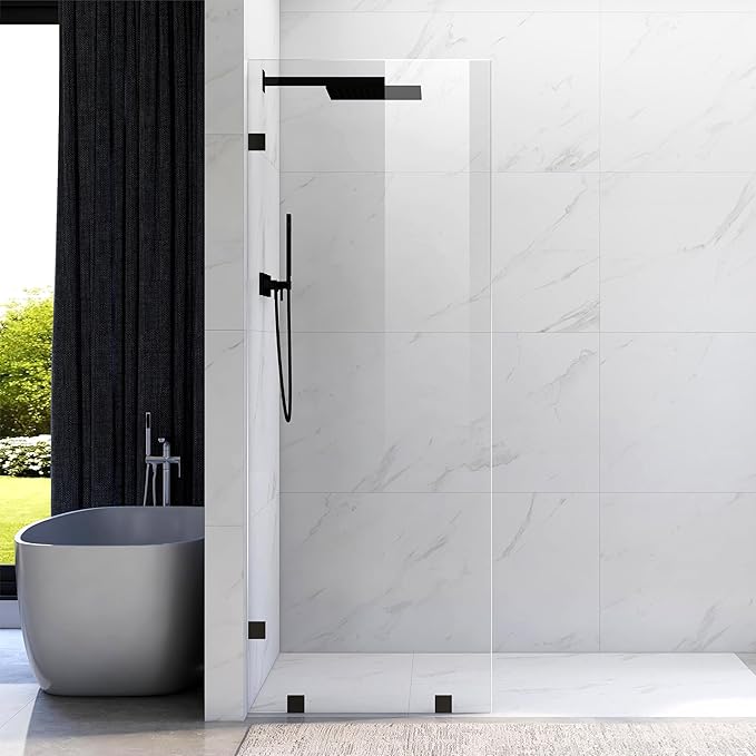 31" W ×80" H Shower Glass Panel, Frameless Fixed Glass Shower Panel by UNIKOOSHOWERDOOR