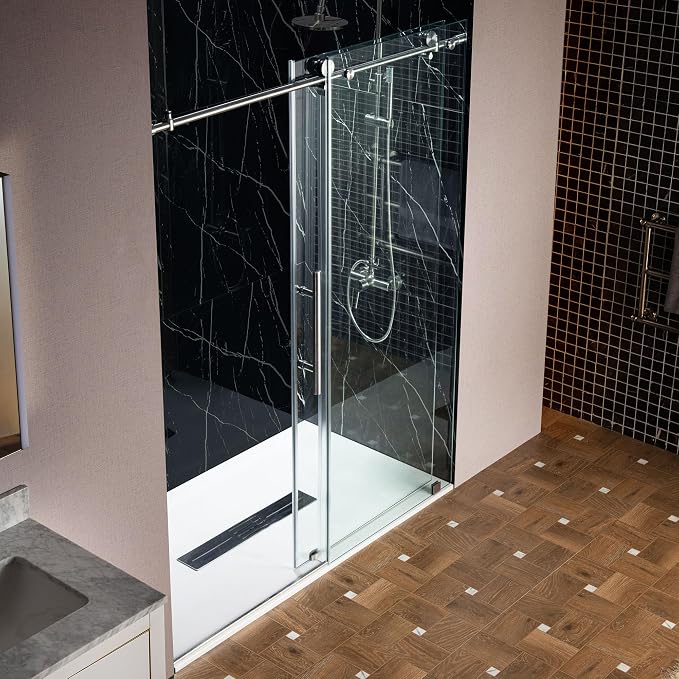 Woodbridge 57.5-60" Wx76 H Soft Close Frameless Shower Door, 3/8" - Image 15