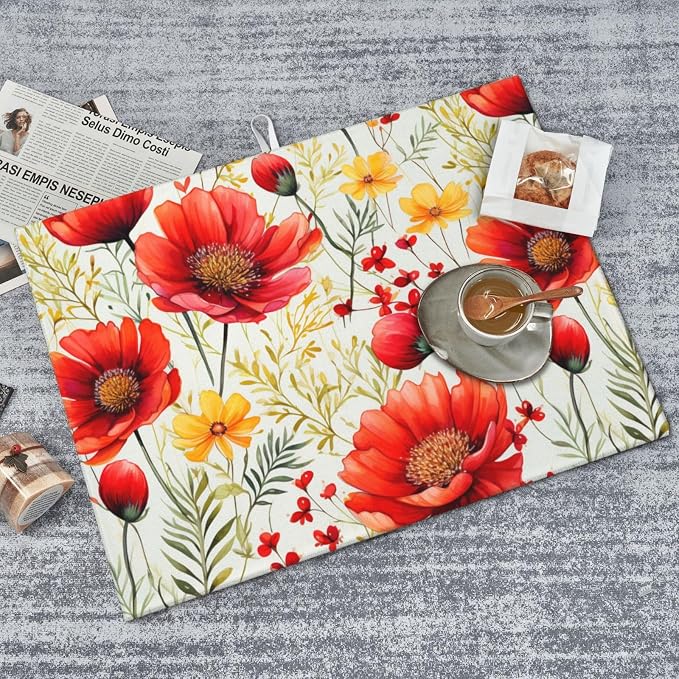Watercolor Poppy Flower Dish Drying Mat - Image 8
