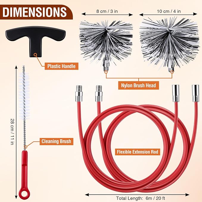Feekoon Pellet Stove Cleaning Kit, 20 FT Flexible Steel Rod - Image 2