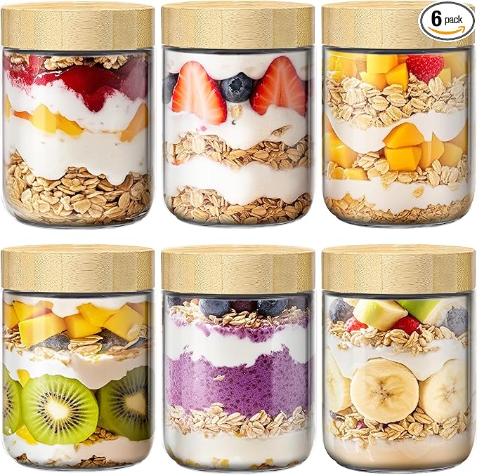 6 Pack 16oz Overnight Oats Containers by HomArtist