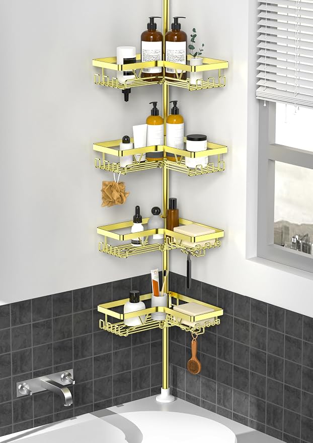 KEGII Corner Gold Shower Caddy Tension Pole by KEGII