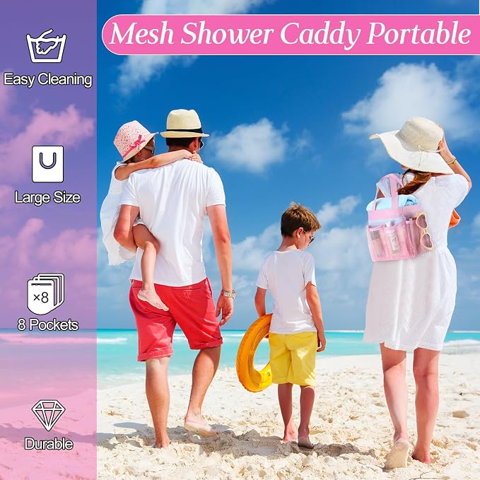 Hillban 4 Pcs Mesh Shower Caddy Portable Large Quick Dry Shower Caddy Basket - Image 7