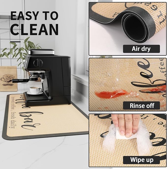 Coffee Mat - Absorbent Hide Stain Rubber Backed Dish Drying Mat - Image 4