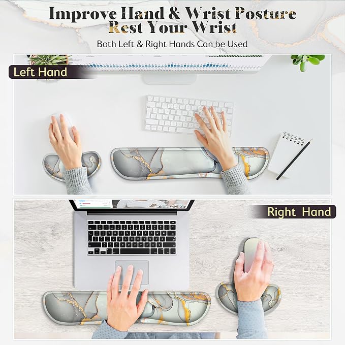 Gimars Upgrade Enlarge Gel Memory Foam Set Keyboard Wrist Rest Pad, Mouse Wrist - Image 6