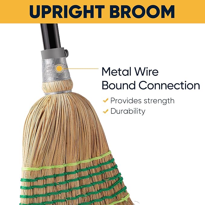 Yocada Heavy-Duty Corn Broom Commercial Indoor Outdoor Broom 59.8 inch Tall - Image 4