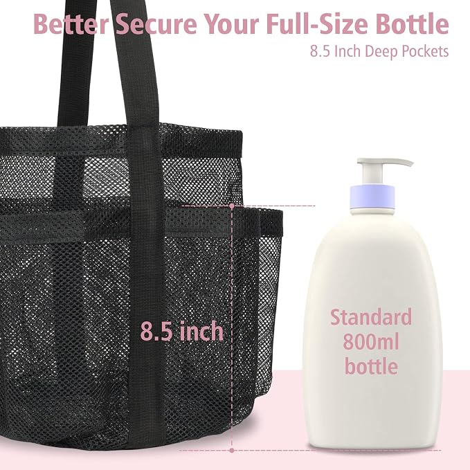 F-color Mesh Shower Caddy Portable, Large Capacity Shower Bag Basket Tote - Image 3