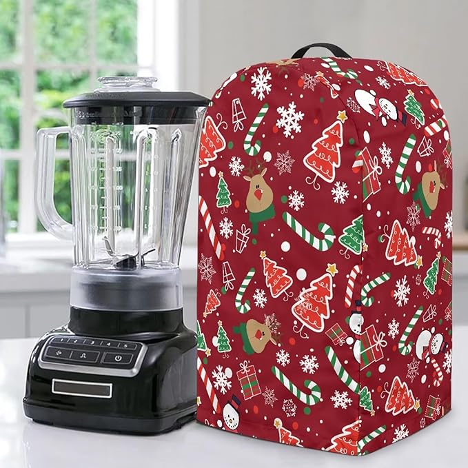 Christmas Pattern Blender Dust Cover Stand Mixer or Coffee Maker Appliance Cover with Drawstring, Anti Fingerprint Dust Proof Stain Resistant Blender Covers for Home Kitchen