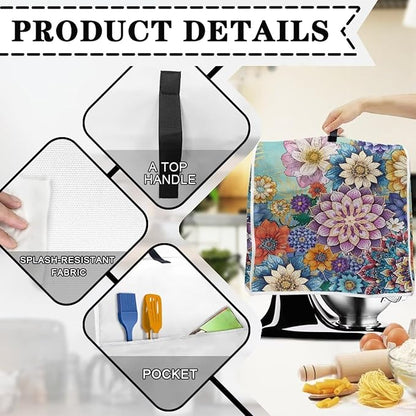 Kitchen Stand Mixer Covers Boho Mandala Flower Mixer Cover Dust Cover Washable Kitchen Appliance Cover for 4.5-5 Quart Mixers, Keep Your Kitchen Clean