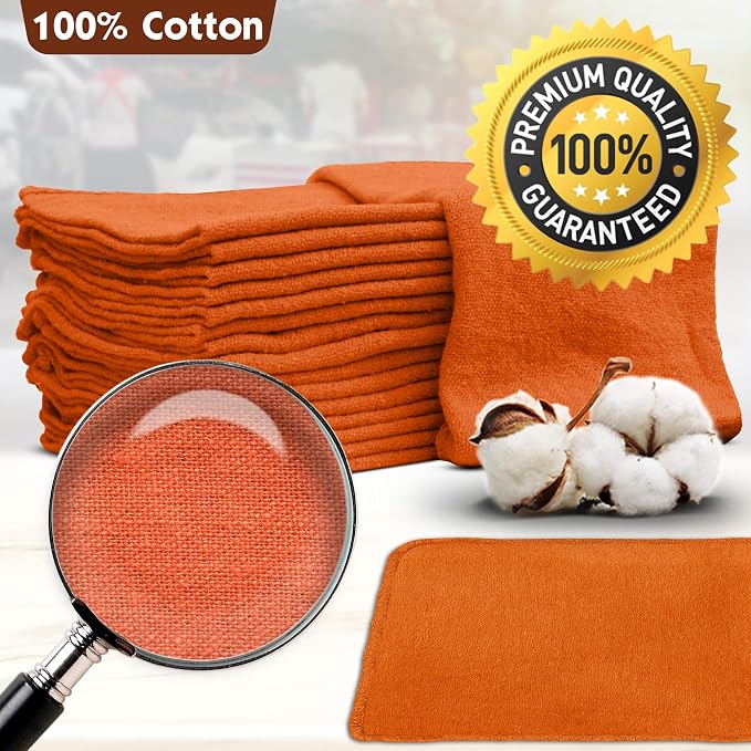 Nabob Wipers Auto Mechanic Shop Towels 25 Pack Bulk Shop Rags 100% Cotton Size - Image 5
