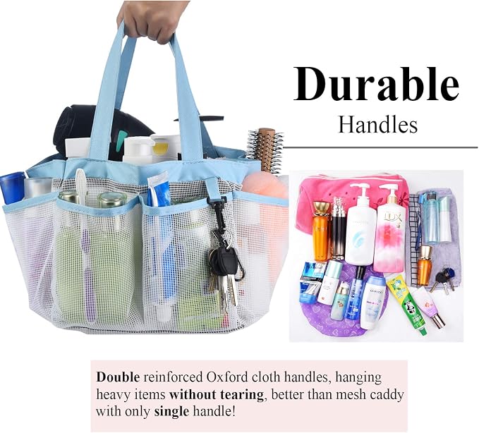 Haundry Mesh Shower Caddy Tote, Large College Dorm Bathroom Caddy Organizer - Image 4