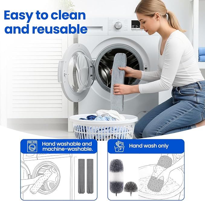 Extra-Long Dusters Kits with Extension Pole, 5 in 1 Cleaning Tools with - Image 6