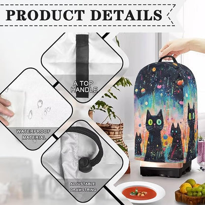 Vintage Black Cat Blender Dust Cover Food Processor Cover Coffee Machine Appliance Covers for Kitchen Counter Blender Covers for Kitchen Machine