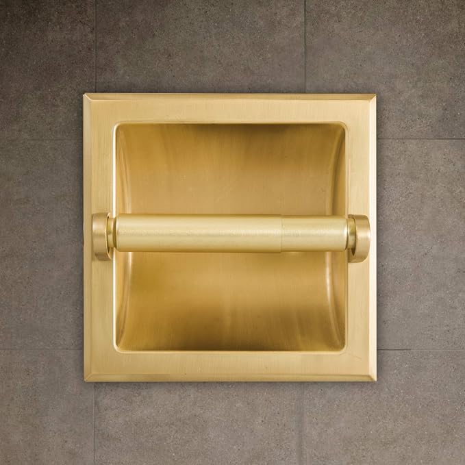SENTO Recessed Gold Toilet Paper Holder, Wall Mounted Heavy Duty Metal Toilet - Image 5