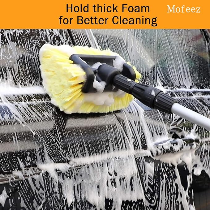 MOFEEZ 10" Car Wash Brush with Soft Detailing Bristle, Flow-Thru Dip Brush - Image 3