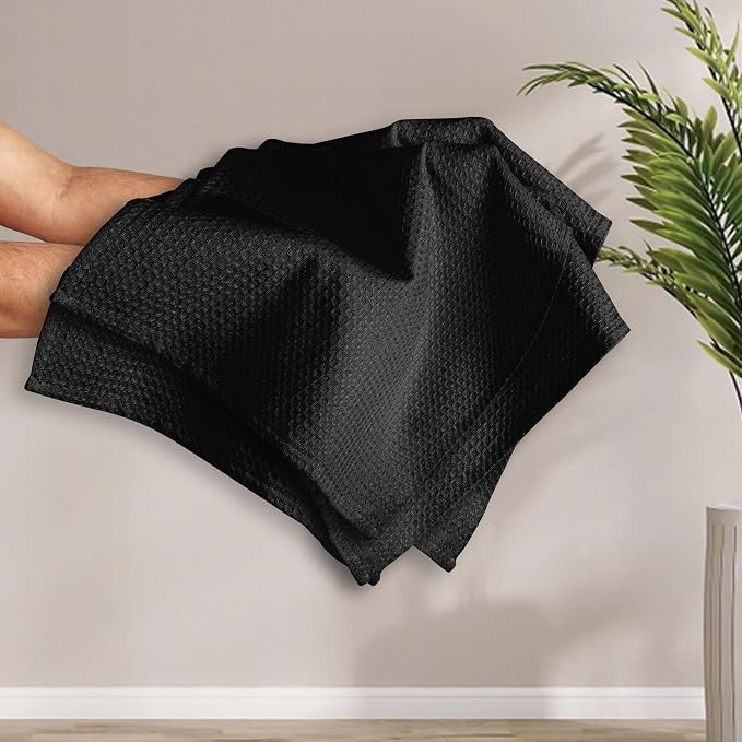 Black Waffle Kitchen Towels, 16x26 Inches, and Durable, Quick Drying, Machine - Image 4