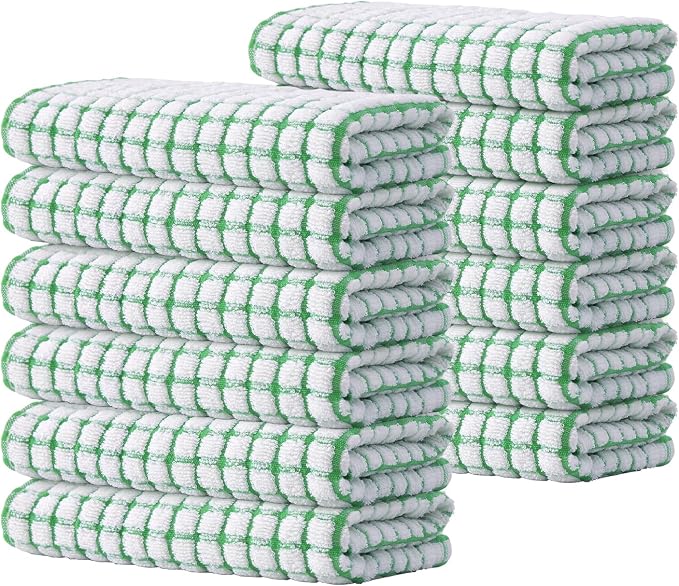 Kitinjoy Cotton 12 Pack Terry Kitchen Towels, 16 x 25 Inches Super Soft and by Kitinjoy