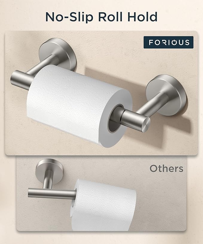 FORIOUS Toilet Paper Holder Wall Mount, Stainless Steel Rustproof Double Post - Image 6