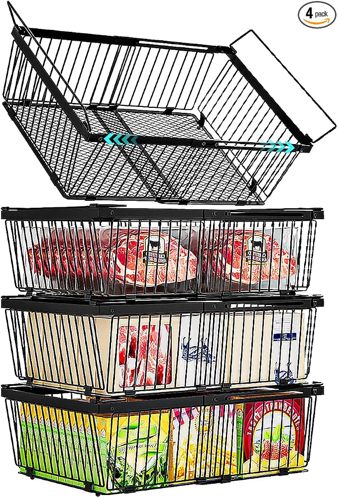 Large Freezer Organizer Bins，Upgraded Bottom Leak-Proof net，Fit 10 to 20 Cu Ft by ANJUBAN