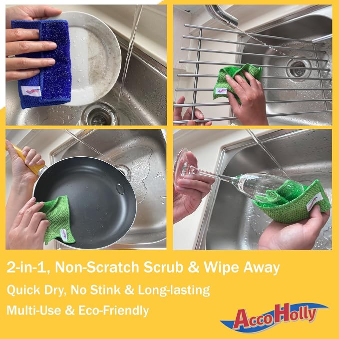 24-Pack Reusable, Scrub Dish Cloth –Non-Scratch Microfiber Scrubber, - Image 4