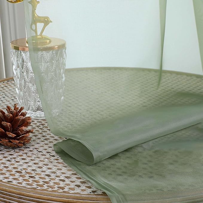 Chyhomenyc Sage Green Sheer Curtains 96 Inches Long 2 Panels, Light Filtering - Image 5