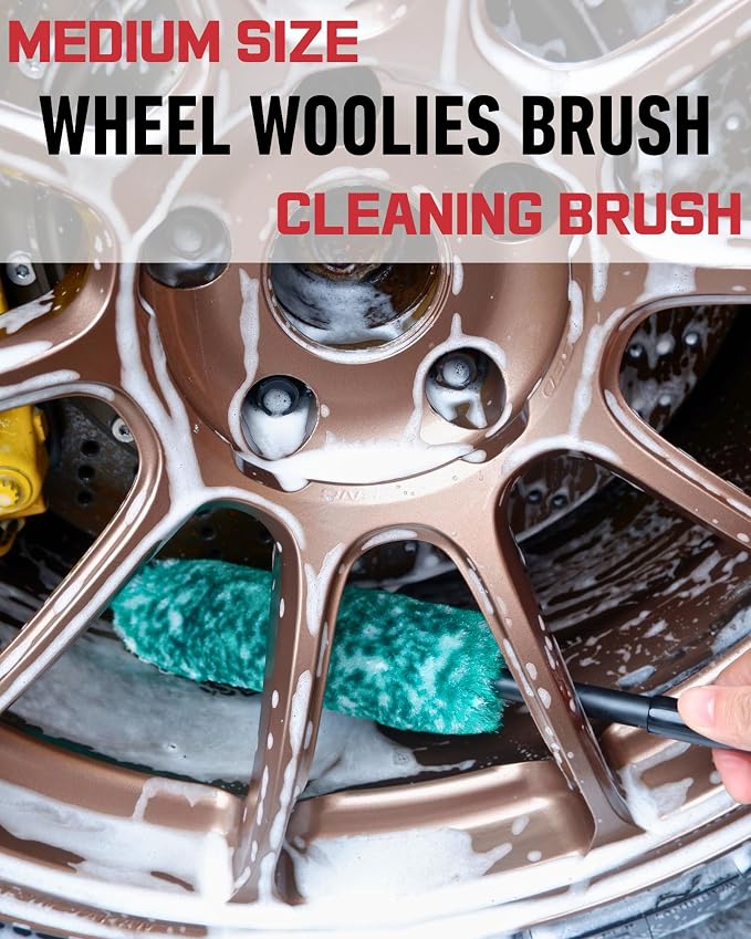 Wheel Brushes for Cleaning Wheels- 2X Soft Wheel Cleaning Woolies Brush - Image 2