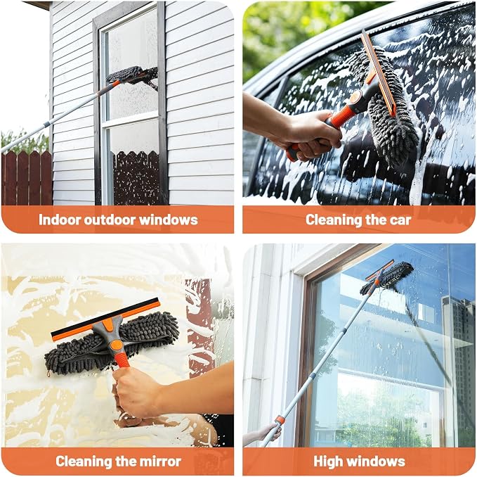 Eazer 64'' Squeegee Window Cleaner 2 in 1 Rotatable Window Cleaning Tool Kit - Image 6