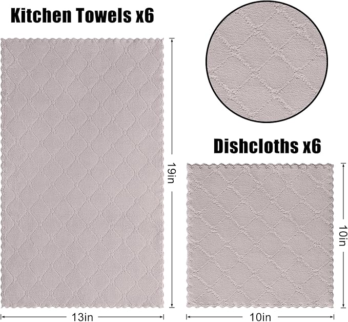 Homaxy Kitchen Towels and Dishcloths Set, 10 x 10 and 13 x 19 Inches, No Lint - Image 6