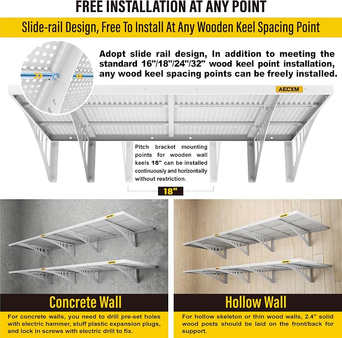 4-pack 2x3ft Adjustable Garage Wall Shelving 1120lbs Load Capacity Heavy Duty - Image 6