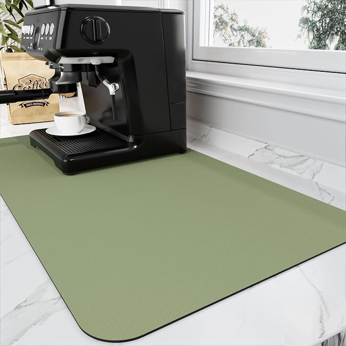 Coffee Mat - Absorbent Hide Stain Rubber Backed Dish Drying Mat by HotLive