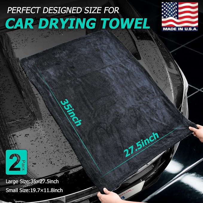 Microfiber Towels For Cars 2-Pack Car Drying Towel 1300 Gsm Ultra-Large Soft - Image 2