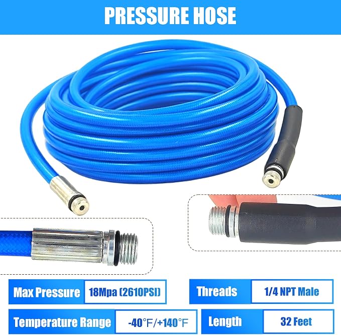 Dryer Vent Cleaner Kit - 32ft Pressure Hose + 1/4 Air Quick Connect + 2 Jetter - Image 7