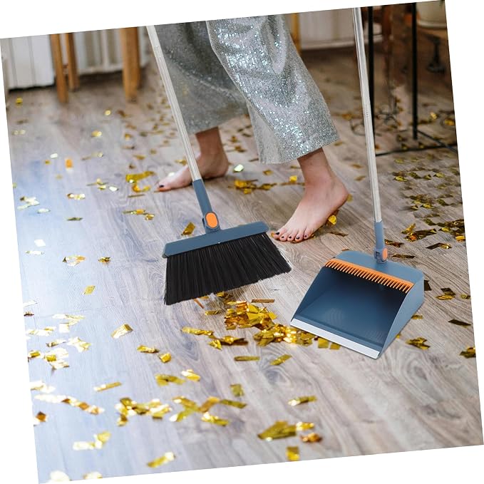 Collapsible Broom Dustpan Set Standing Dustpan Home Cleaning Tools Stainless - Image 2