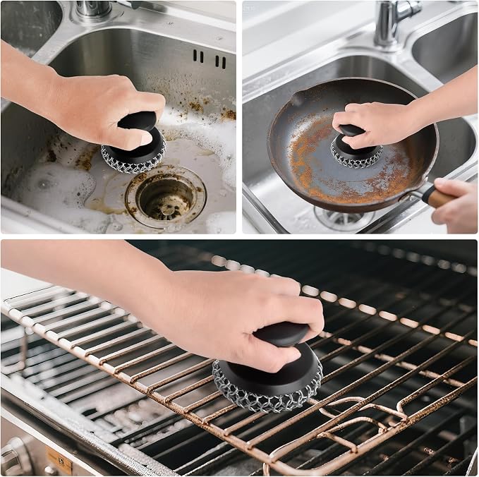 2PCS Cast Iron Scrubber Cleaner, Chainmail Scrubber - Image 5