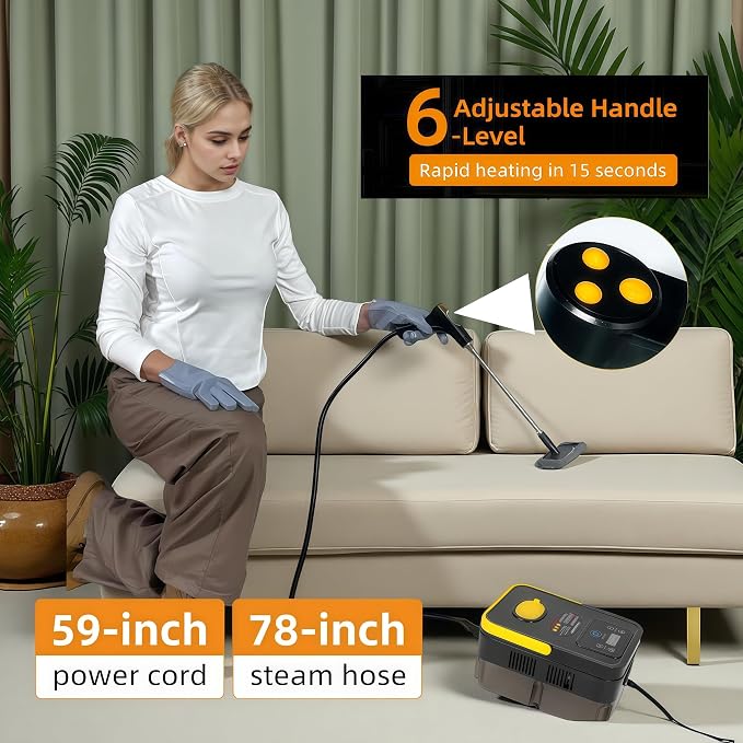 Handheld Pressurized Steam Cleaner， 6-Level Adjustable Handle 20s Heat-Up Big - Image 9