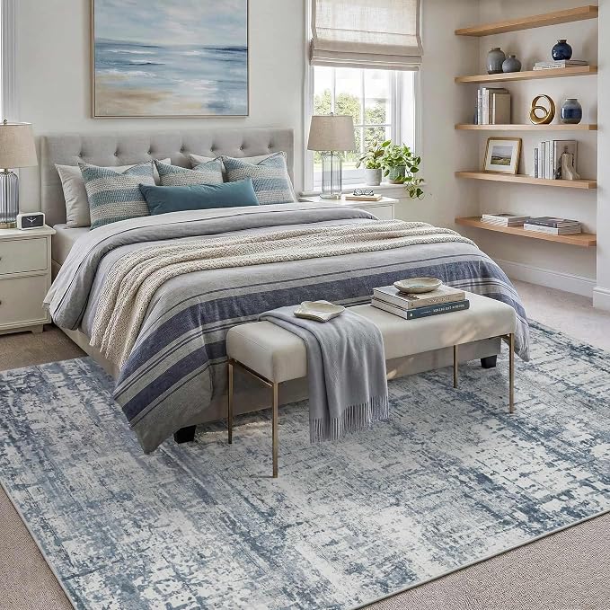 6x9 Washable Area Rug for Living Room, Modern Abstract Large Boho Rugs for - Image 3